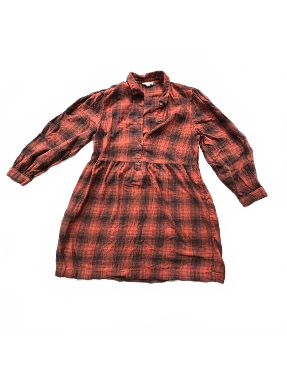 Beachlunchlounge orange and black plaid button up dress